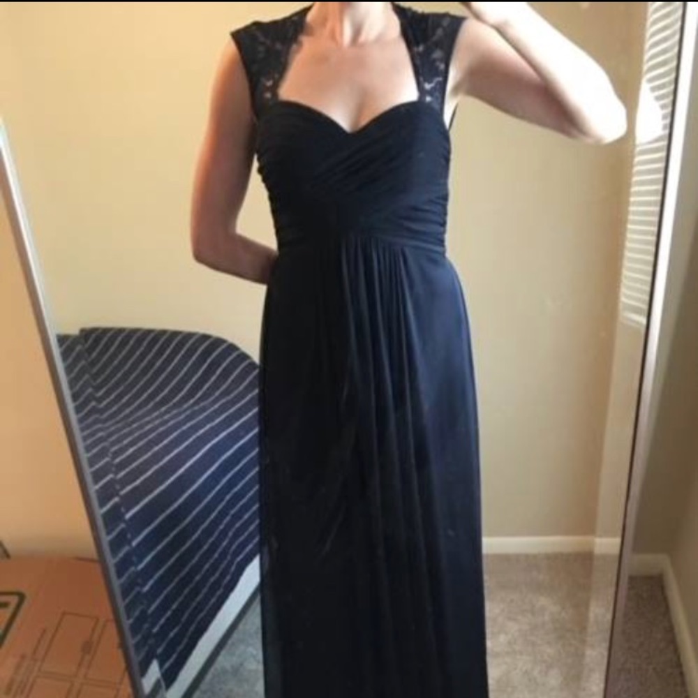 Navy Formal Dress with Lace